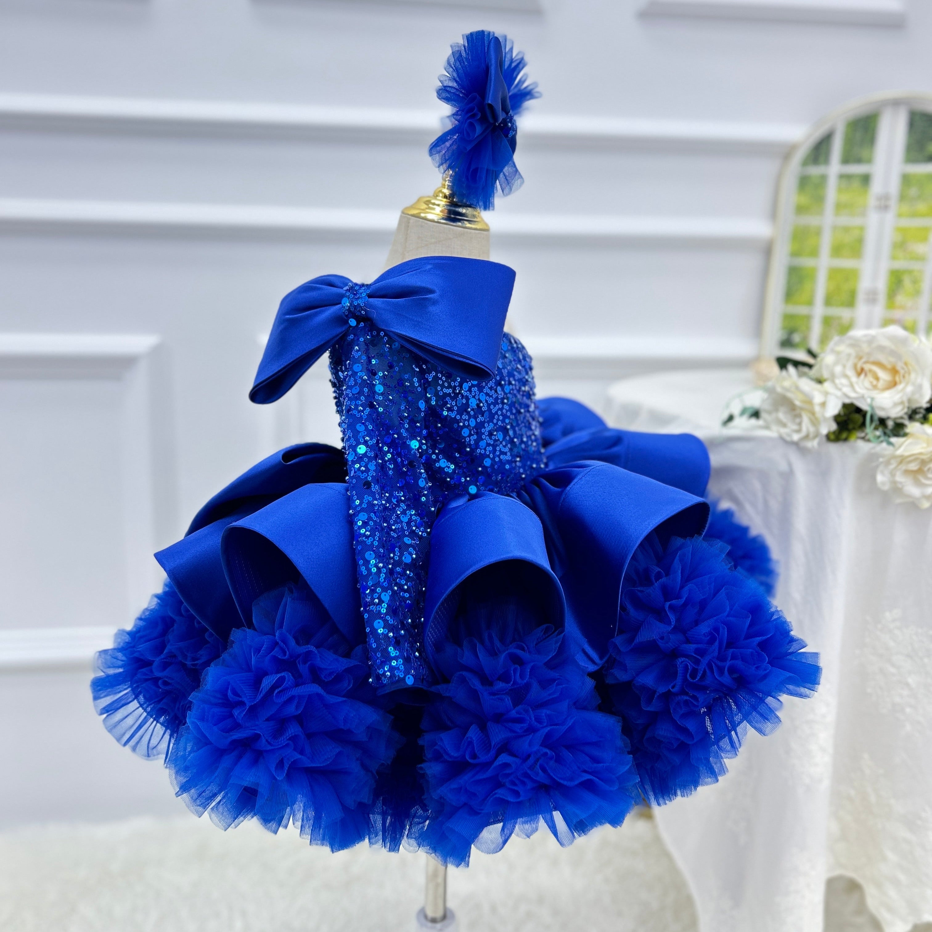 Fashion Baby Birthday Dress Glamorous one-shoulder pageant gown | KLFFLGID