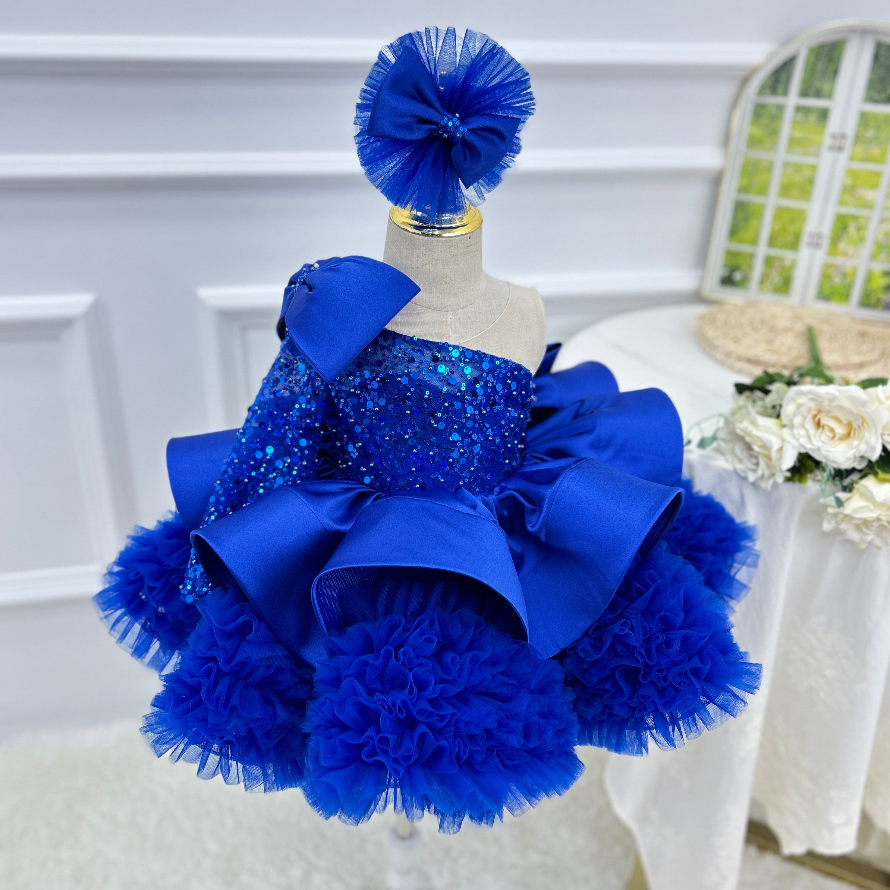 Fashion Baby Birthday Dress Glamorous one-shoulder pageant gown | KLFFLGID