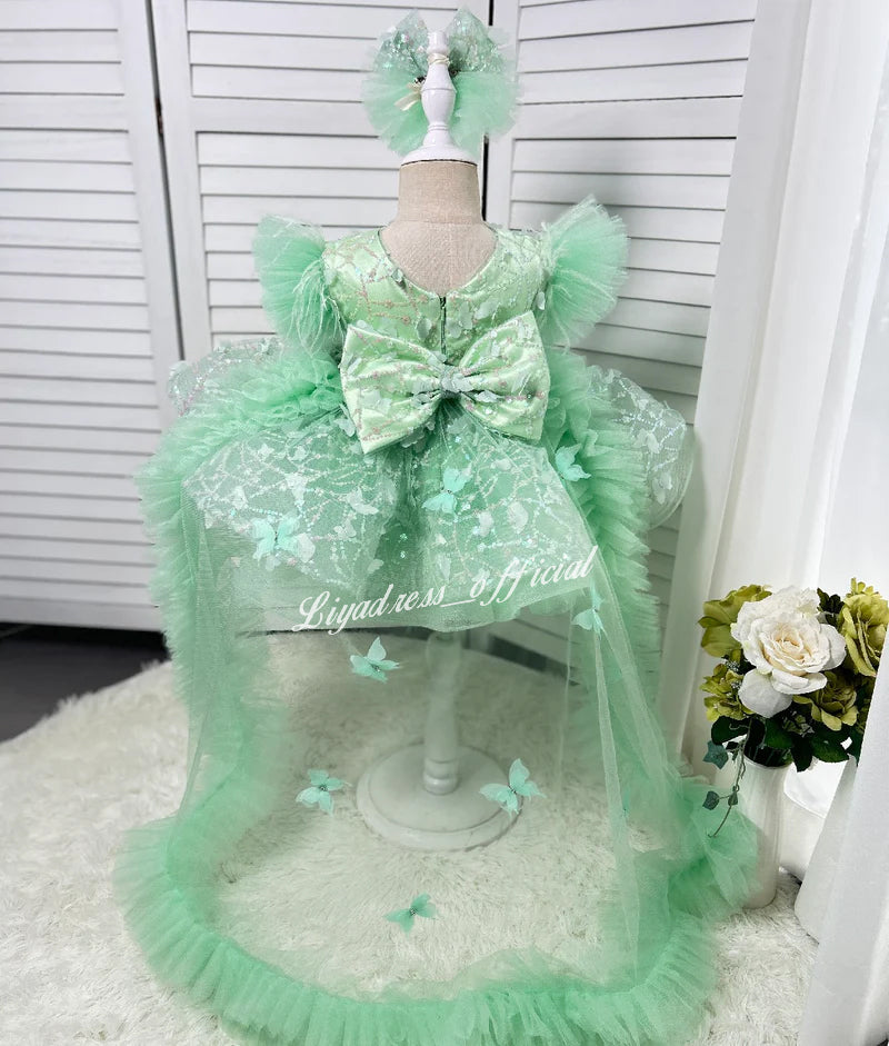 Baby First Birthday Bow Tail Princess Dress Party Frock | KLFFIGID