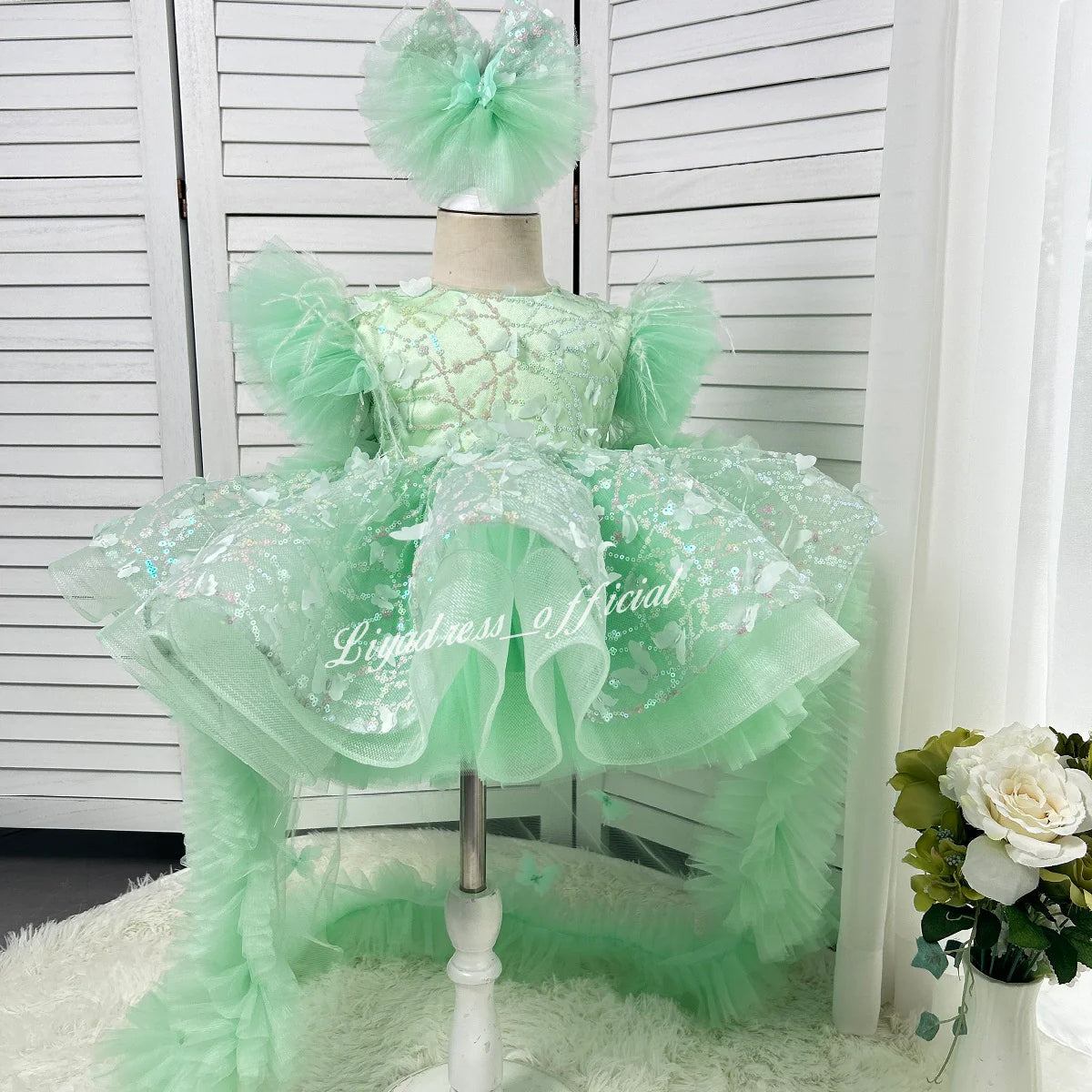 Baby First Birthday Bow Tail Princess Dress Party Frock | KLFFIGID