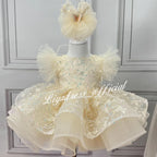 Sleeveless Butterfly Dreamy Princess Puff Flower Girl Dress | KLFFIGID
