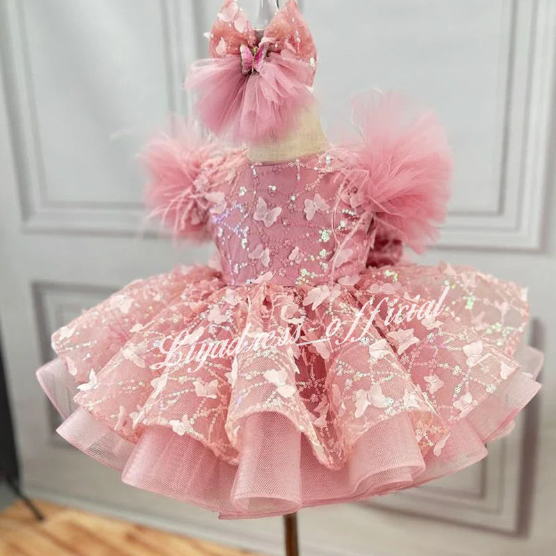 Sleeveless Butterfly Dreamy Princess Puff Flower Girl Dress | KLFFIGID