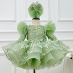 Girls Long Sleeve Butterfly Glitter Christmas Evening Dress | KLIFFIGID