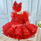 Girls Long Sleeve Butterfly Glitter Christmas Evening Dress | KLIFFIGID