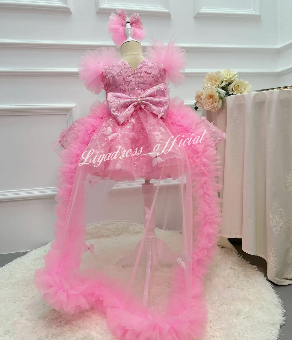 Baby First Birthday Bow Tail Princess Dress Party Frock | KLFFIGID