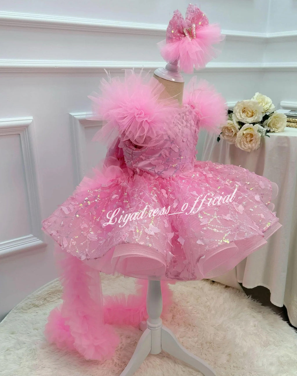 Baby First Birthday Bow Tail Princess Dress Party Frock | KLFFIGID