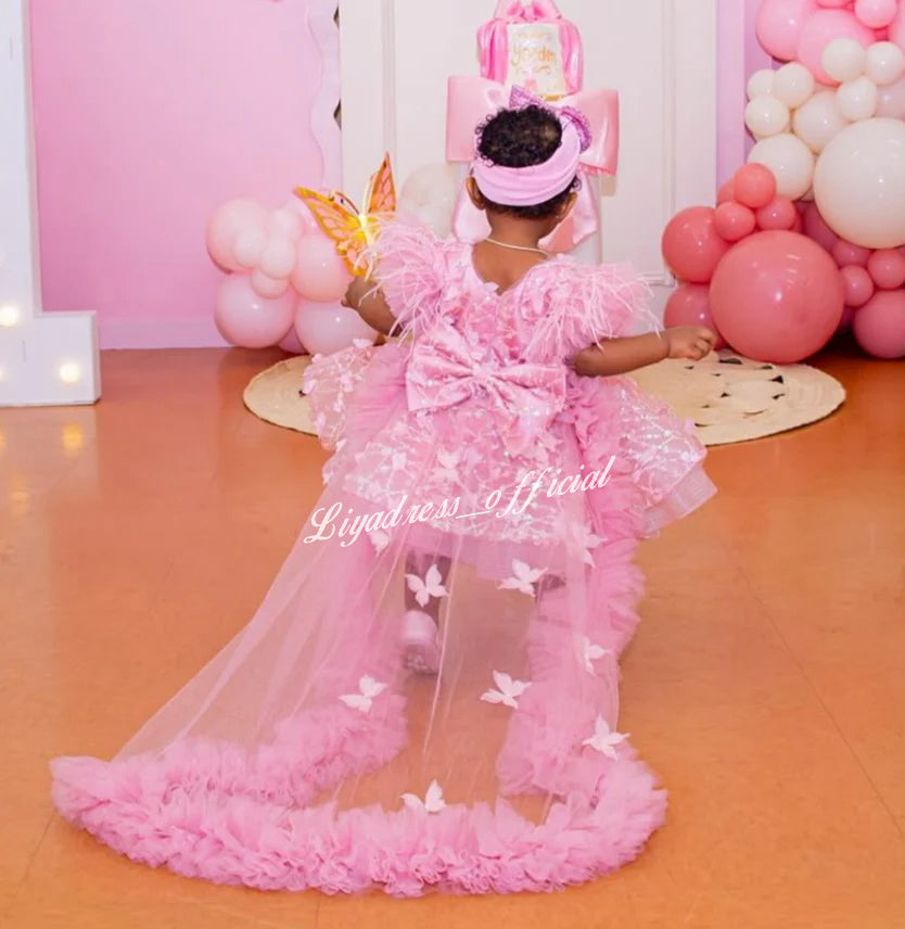 Baby First Birthday Bow Tail Princess Dress Party Frock | KLFFIGID