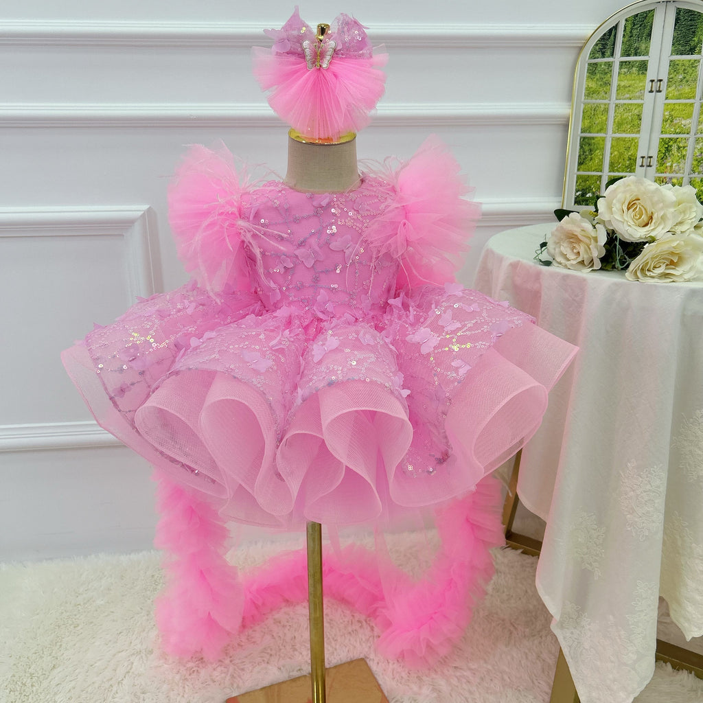 Baby First Birthday Bow Tail Princess Dress Party Frock | KLFFIGID