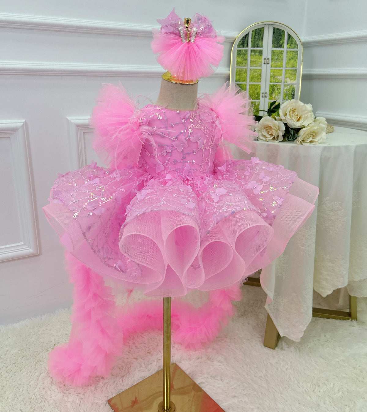 Baby First Birthday Bow Tail Princess Dress Party Frock | KLFFIGID