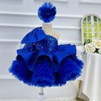 One-Shoulder Mesh Fluffy Stage Performance Dress for Girls | KLFFIGID
