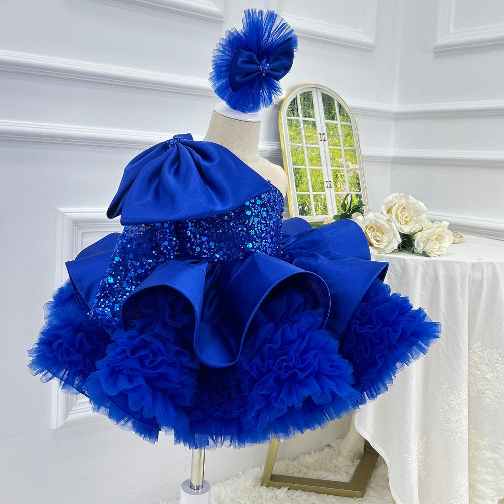 One-Shoulder Mesh Fluffy Stage Performance Dress for Girls | KLFFIGID