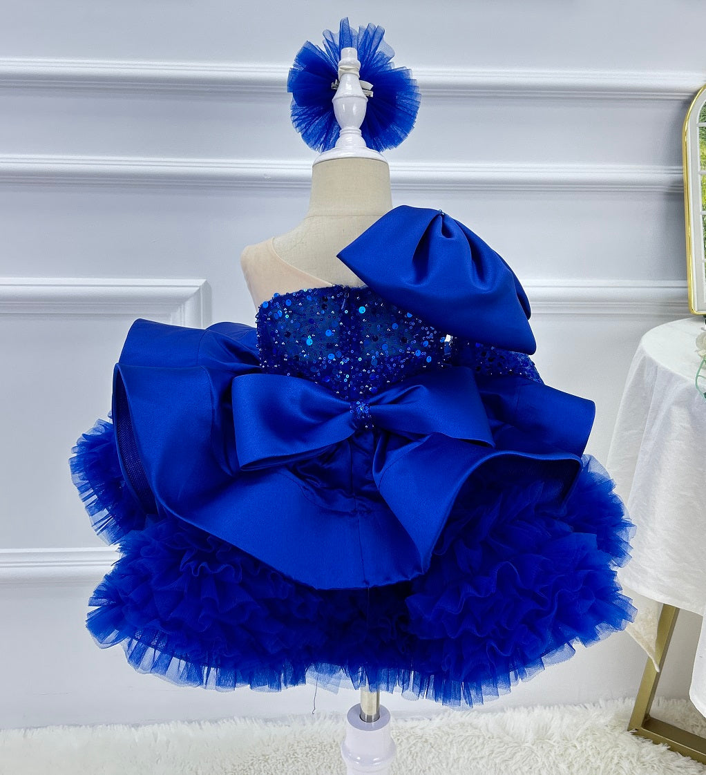One-Shoulder Mesh Fluffy Stage Performance Dress for Girls | KLFFIGID