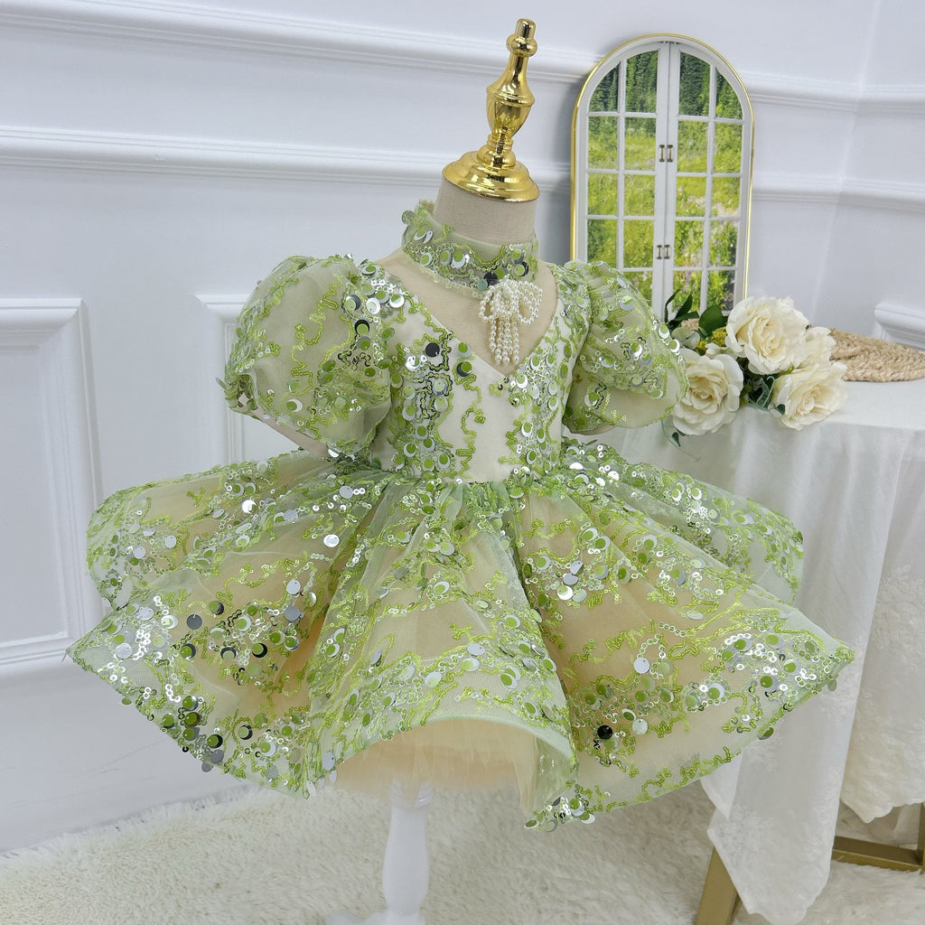 Baby First Birthday Elegant Halter Neck Princess Dress | KLFFIGID