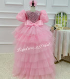 Elegant Flower Girl 1st Birthday Dress with Train | KLFFIGID