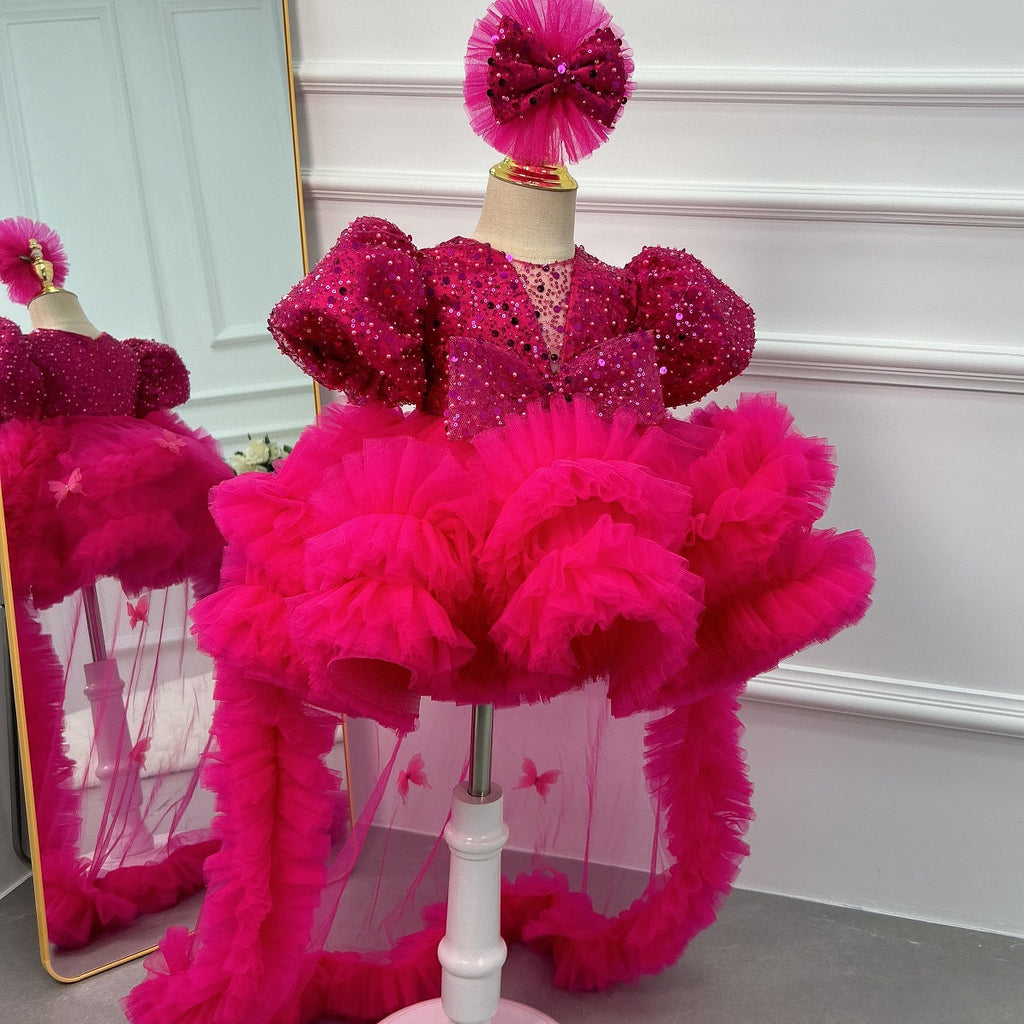 Mesh Fluffy Puff Sleeve Baby Party Show Princess Dress | KLFFIGID