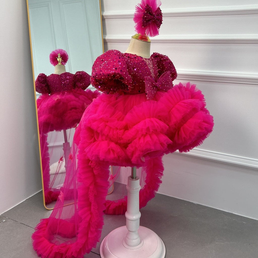 Mesh Fluffy Puff Sleeve Baby Party Show Princess Dress | KLFFIGID