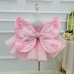 Fashion Baby's Birthday Dress Girls' pageant dress with large, ornate bow wings  | KLFFIGID