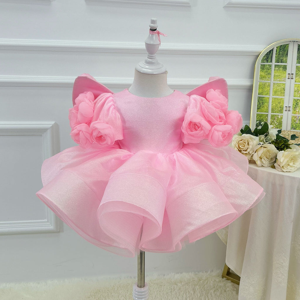 Fashion Baby's Birthday Dress Girls' pageant dress with large, ornate bow wings  | KLFFIGID