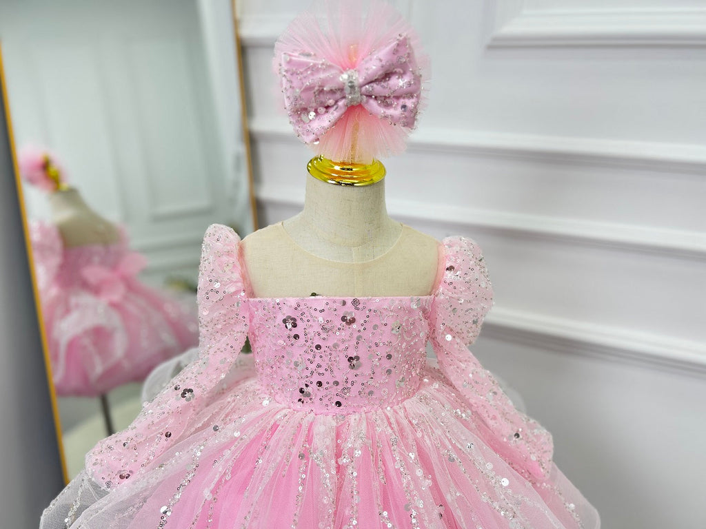 Girls Long Sleeve Sequin Princess Party Dress | KLFFIGID