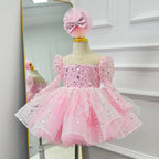 Girls Long Sleeve Sequin Princess Party Dress | KLFFIGID