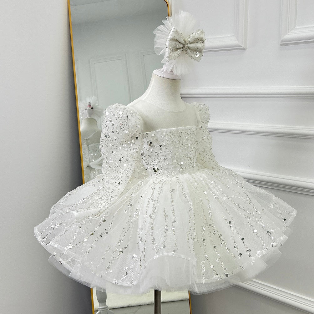 Girls Long Sleeve Sequin Princess Party Dress | KLFFIGID