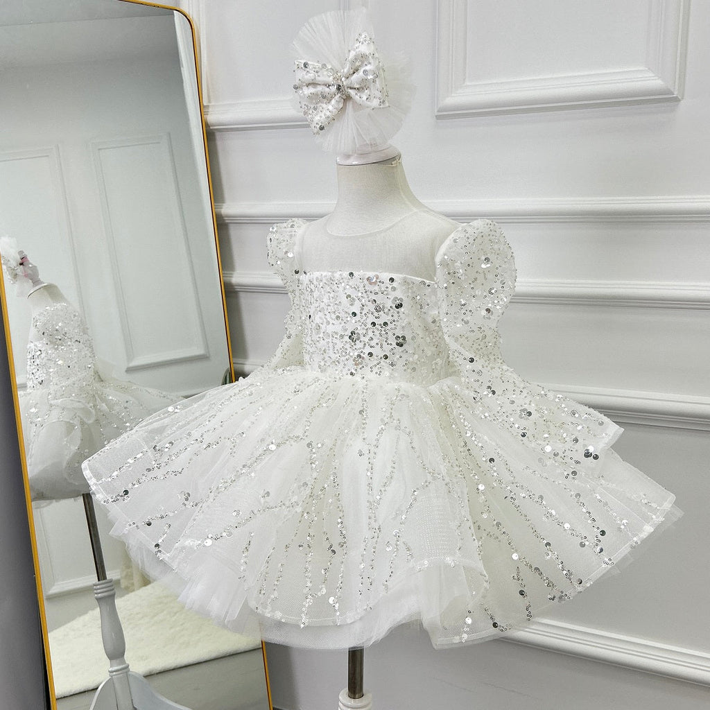 Girls Long Sleeve Sequin Princess Party Dress | KLFFIGID