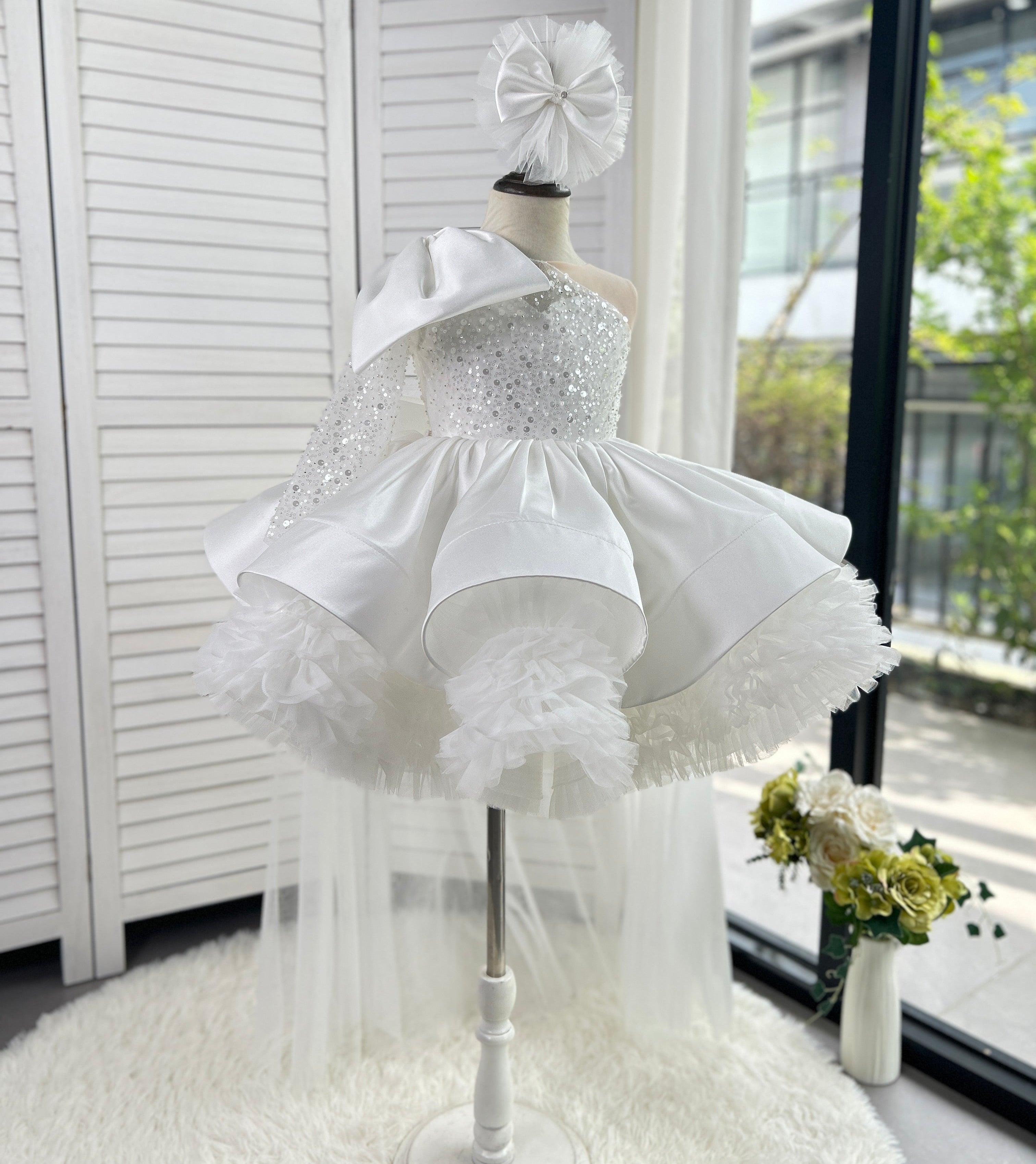 Stylish One-Shoulder Pageant Gown & Flower Girl Dress | KLFFLGID
