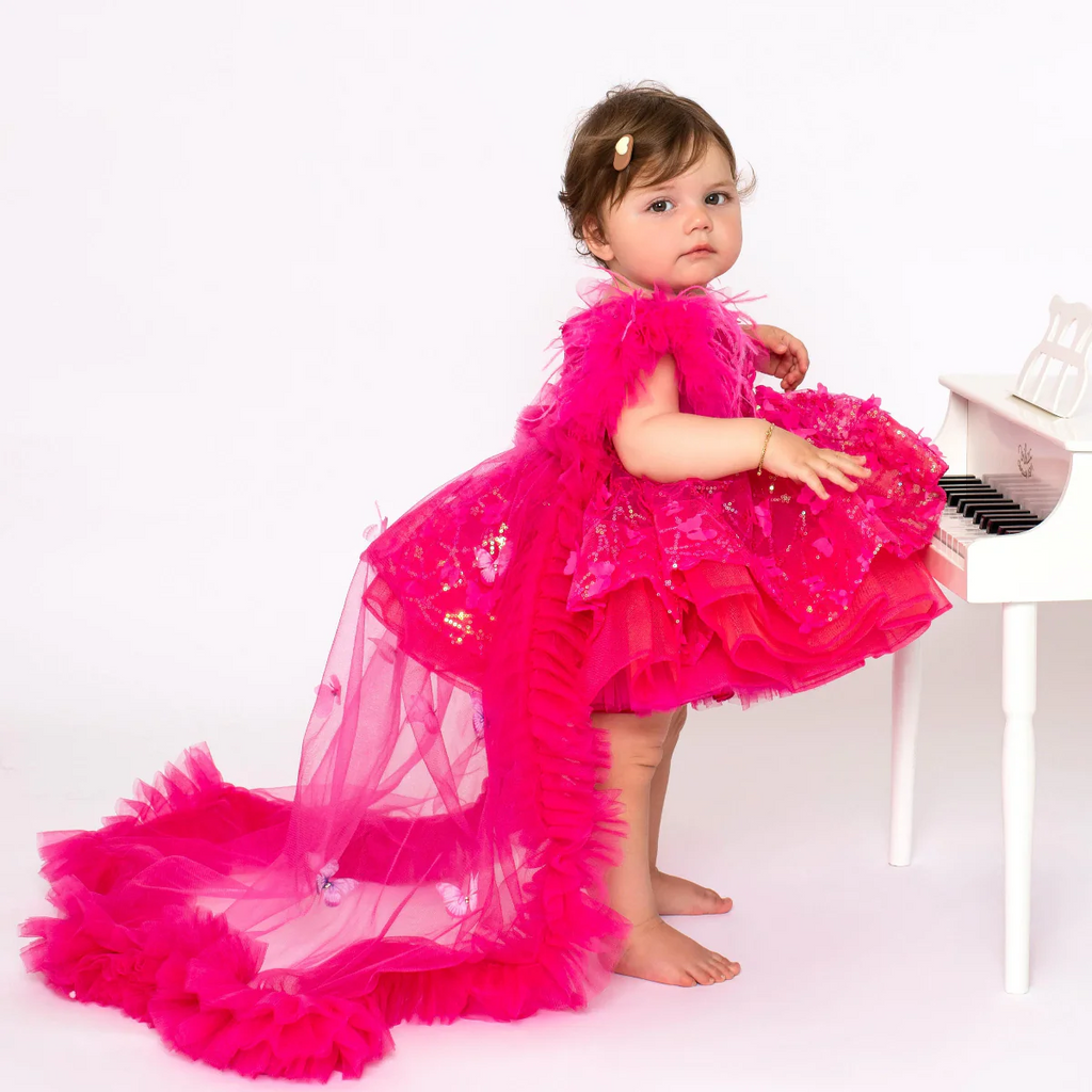 Baby First Birthday Bow Tail Princess Dress Party Frock | KLFFIGID