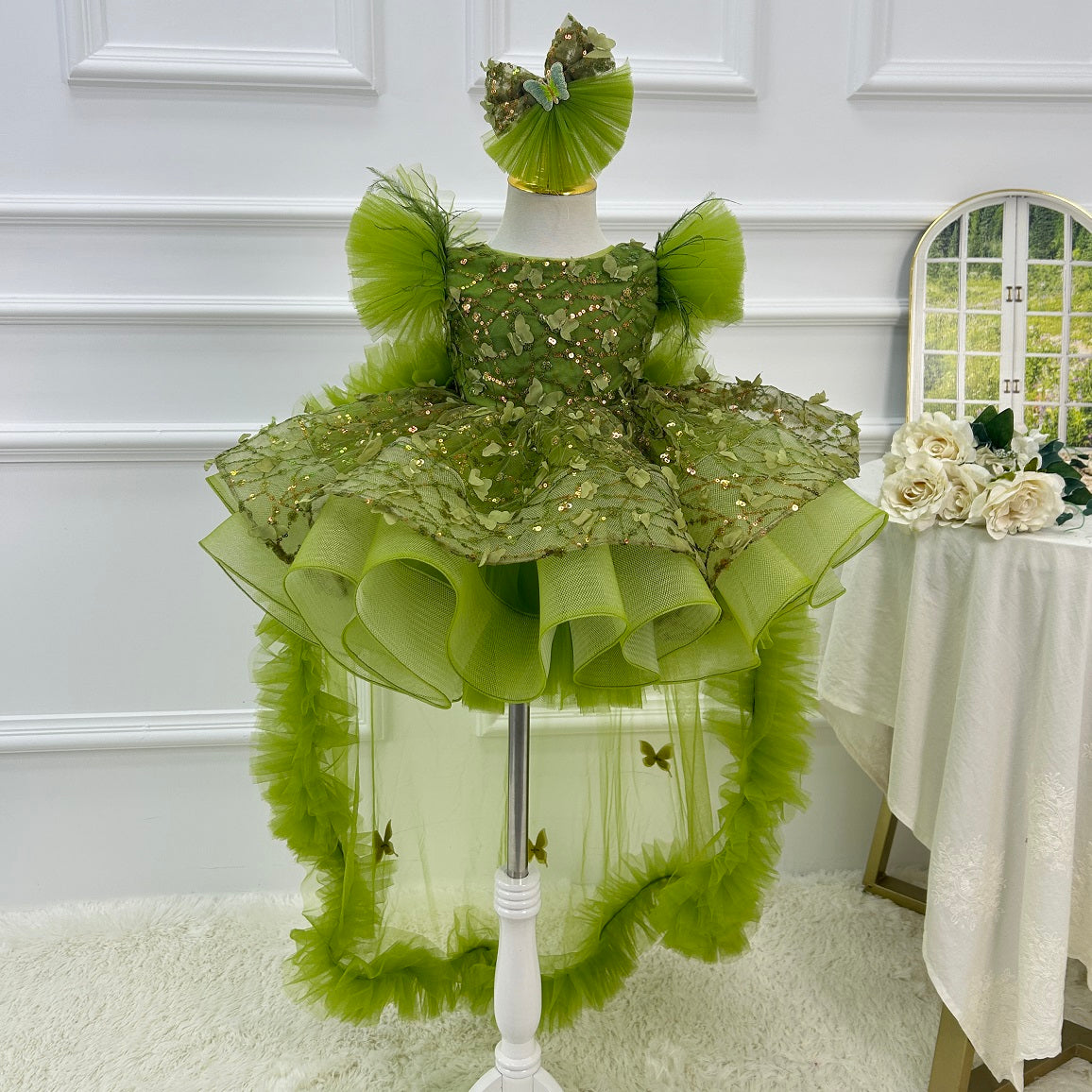 Baby First Birthday Bow Tail Princess Dress Party Frock | KLFFIGID