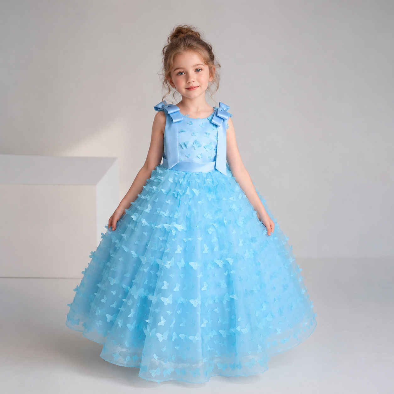 Girl baby Wedding Dress 3D Butterfly Dress Girl's Long Skirt