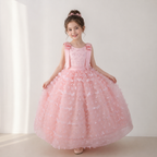 Girl baby Wedding Dress 3D Butterfly Dress Girl's Long Skirt