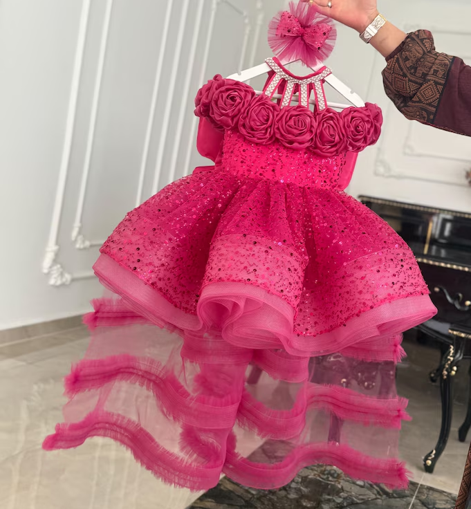 Toddler Princess Dress with 3D Roses & Butterfly Wings for Girls | KLFFIGID