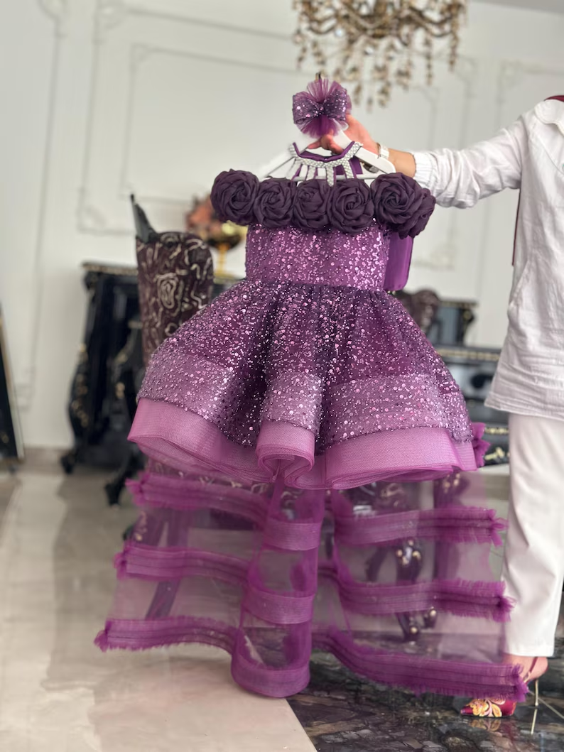 Toddler Princess Dress with 3D Roses & Butterfly Wings for Girls | KLFFIGID