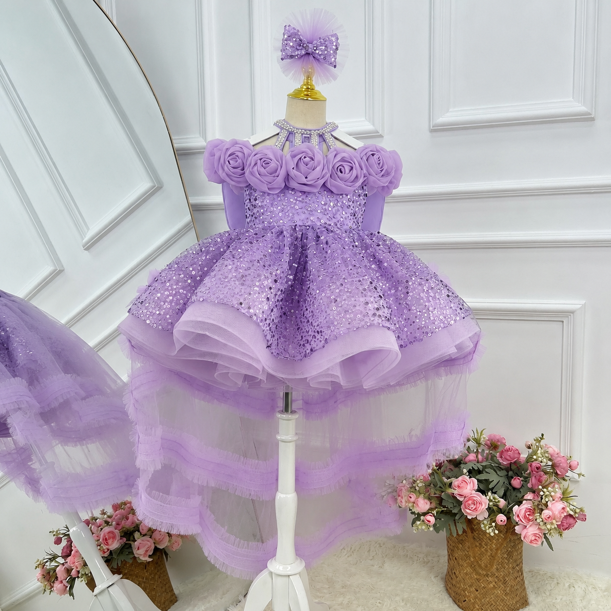 Toddler Princess Dress with 3D Roses & Butterfly Wings for Girls | KLFFIGID