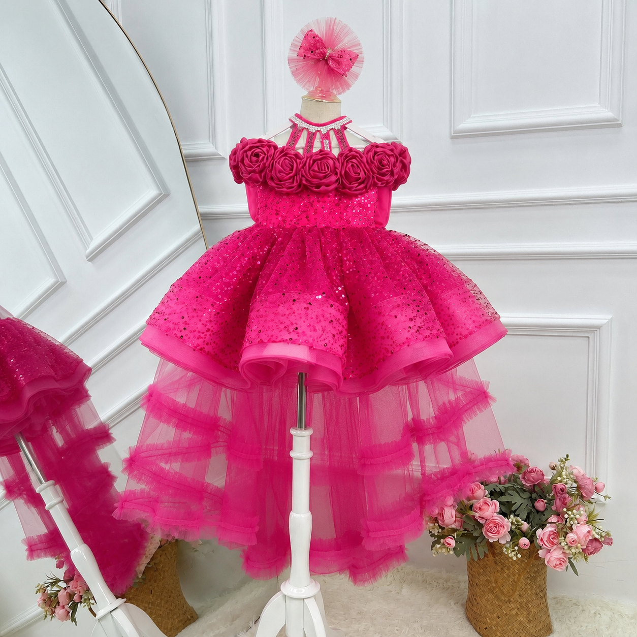 Toddler Princess Dress with 3D Roses & Butterfly Wings for Girls | KLFFIGID