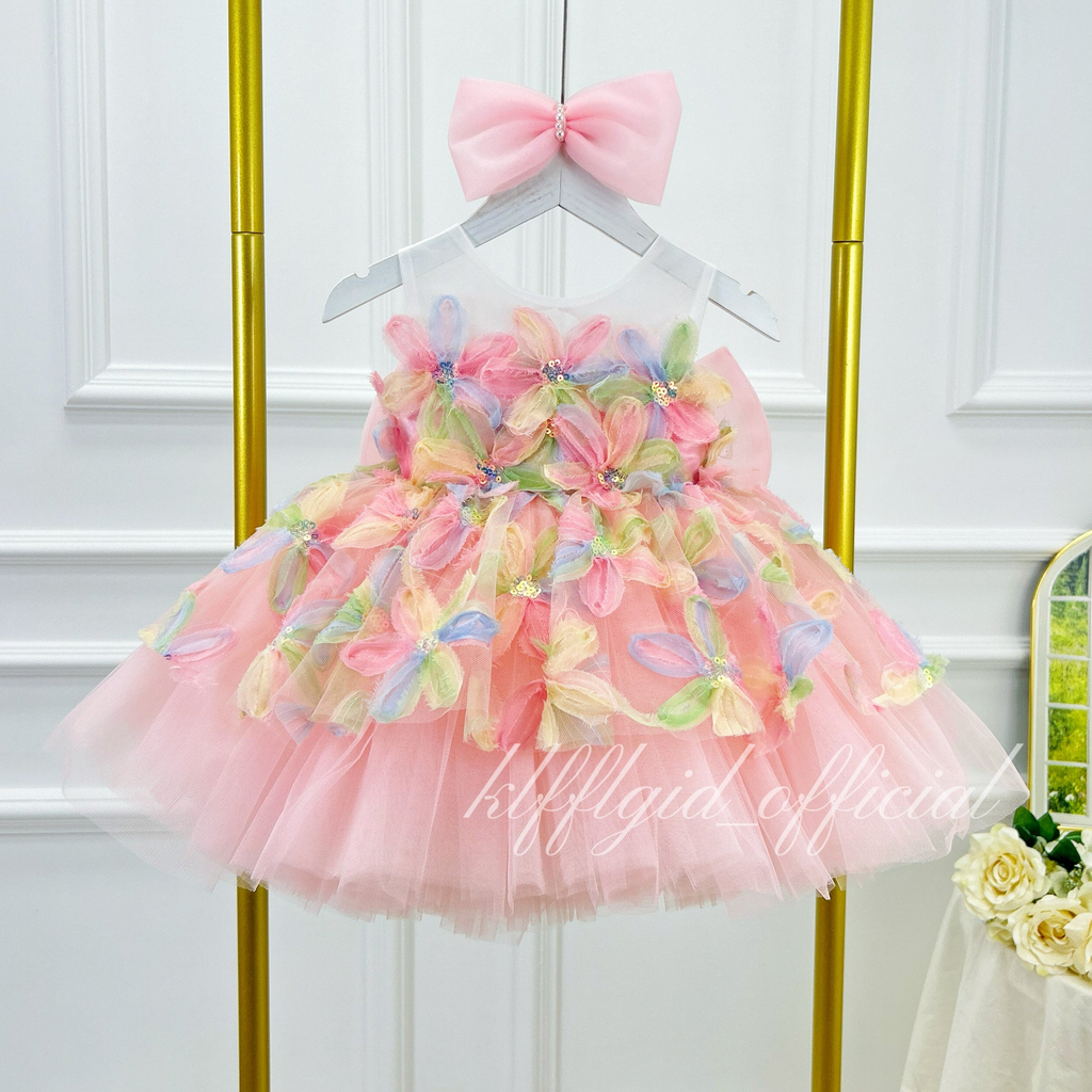 KLFFLGID baby birthday dress cute sweet flower girl trailing princess dress wedding flower girl dress elegant luxury host catwalk dress