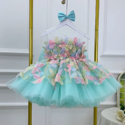 KLFFLGID baby birthday dress cute sweet flower girl trailing princess dress wedding flower girl dress elegant luxury host catwalk dress