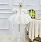 Girls Fashionable V-Neck Trailing Princess Dress for Performance | KLFFLGID