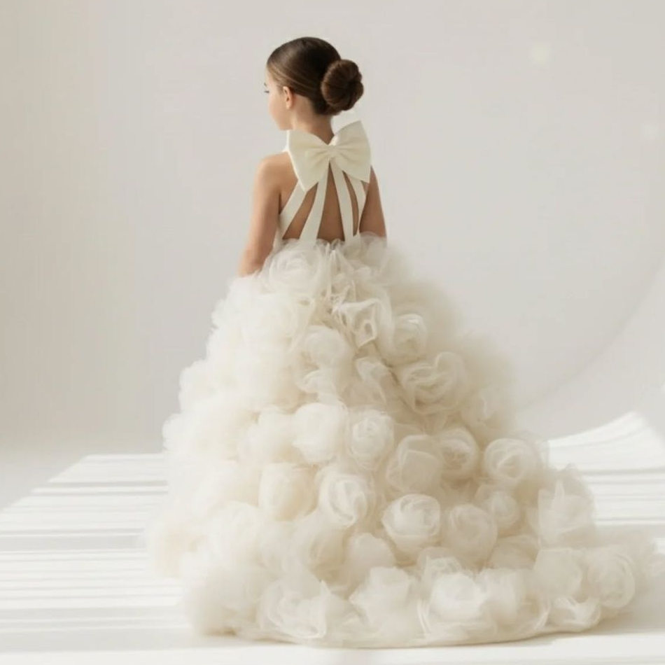 Elegant Halter-Neck Flower Girl & Birthday Party Dress | KLFFLGID