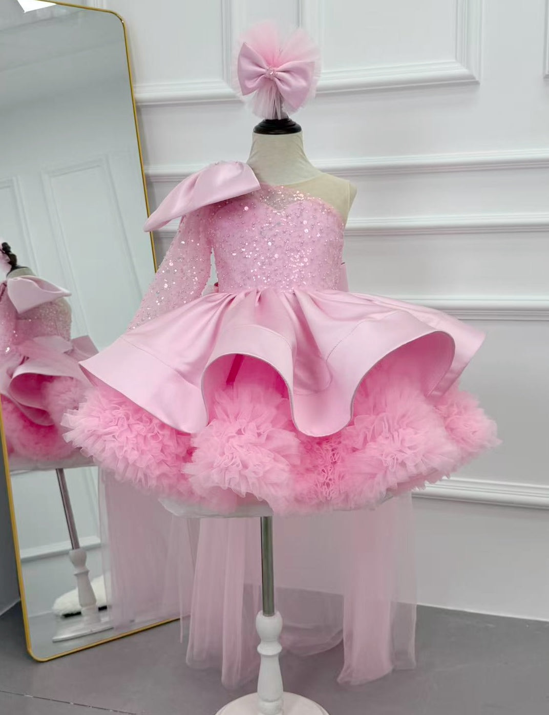 Stylish One-Shoulder Pageant Gown & Flower Girl Dress | KLFFLGID