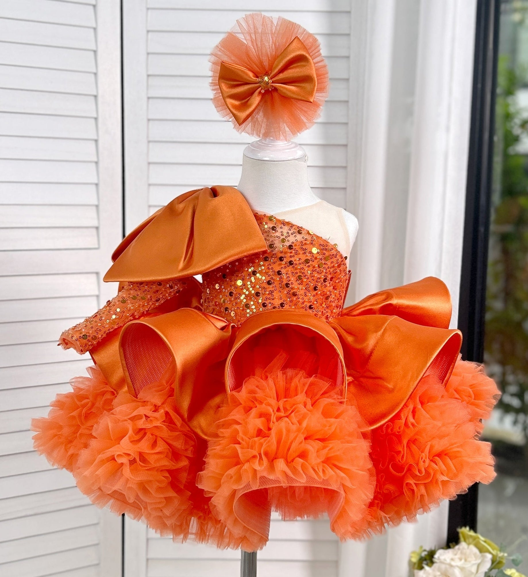 Fashion Baby Birthday Dress Glamorous one-shoulder pageant gown | KLFFLGID