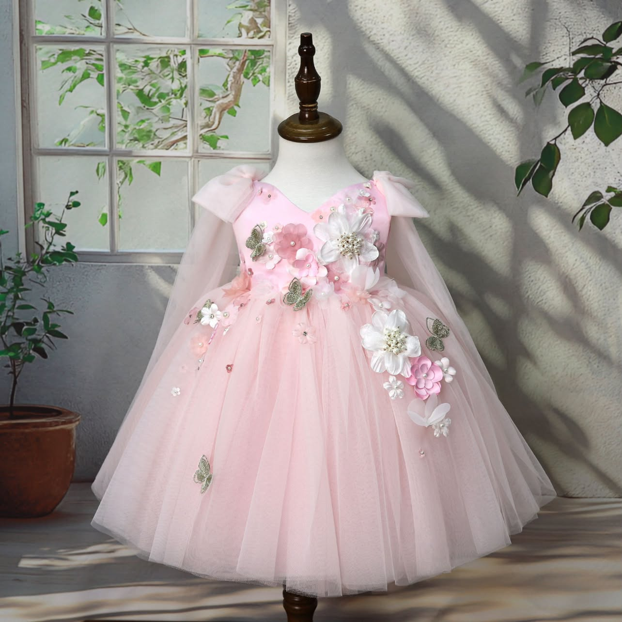 Flower Fairy Princess Dress Cute First-Birthday Dress Wedding flower girl | KLFFIGID