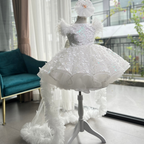 Baby First Birthday Bow Tail Princess Dress Party Frock | KLFFIGID