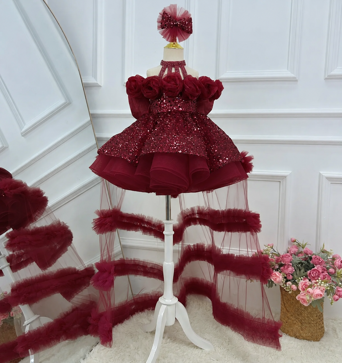 Toddler Princess Dress with 3D Roses & Butterfly Wings for Girls | KLFFIGID