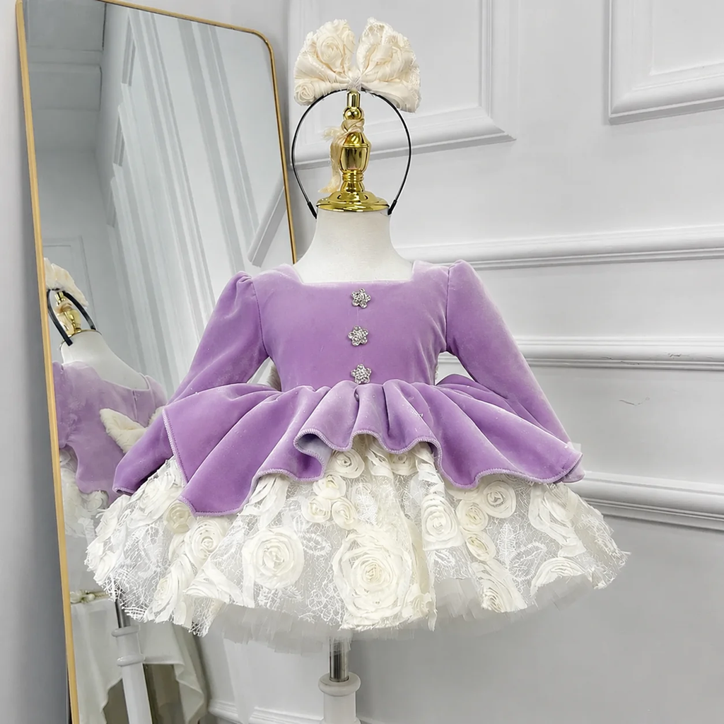 Baby Birthday Dress Wedding Flower Girl Dress Audrey Hepburn-style pageant gown｜KLFFIGID