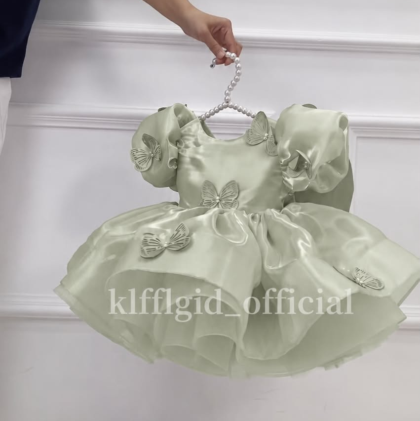 Baby 1st Birthday Tulle Dress with Large Bow for Pageant | KLFFIGID