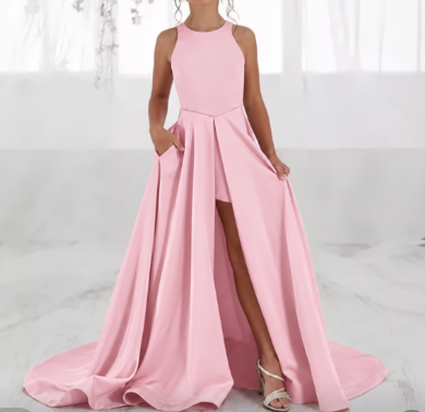 Girls piano performance dress violin performance banquet tail girl evening dress