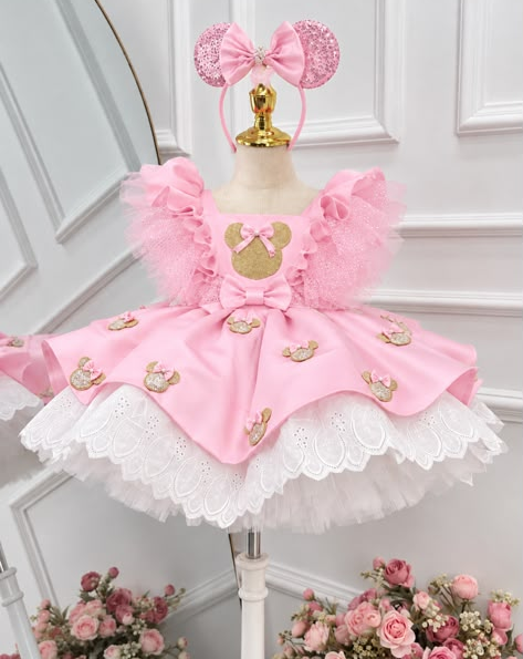 Cute Mouse-themed First Birthday Princess Dress for Baby Girls | KLFFIGID
