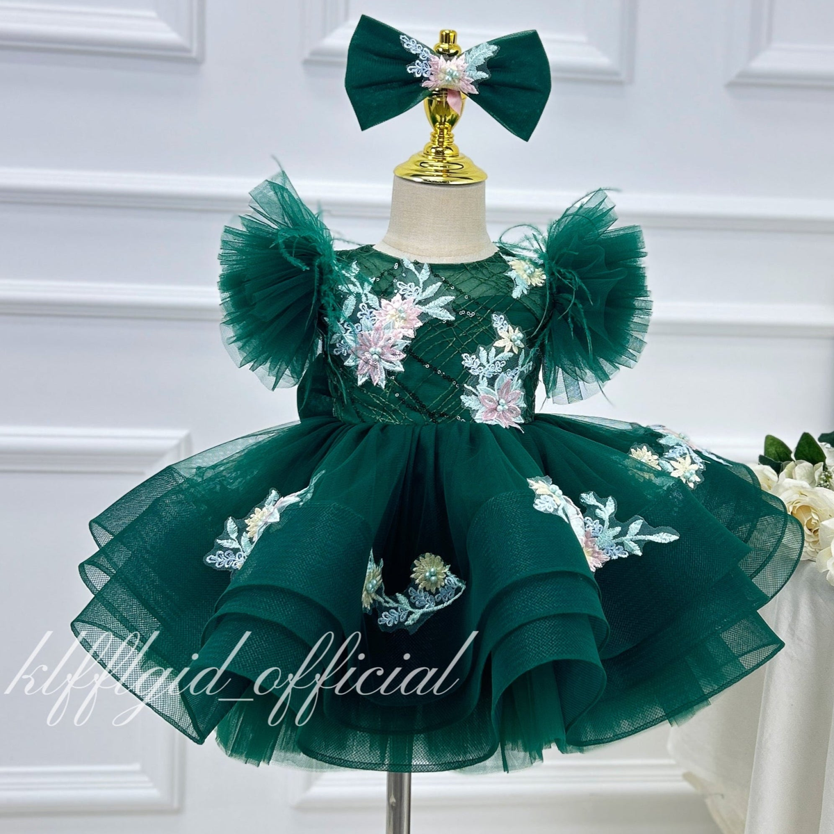 Baby Pink Floral Flower Dress Layered Ruffle Princess Dress｜KLFFLGID