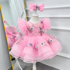 Baby Pink Floral Flower Dress Layered Ruffle Princess Dress｜KLFFLGID
